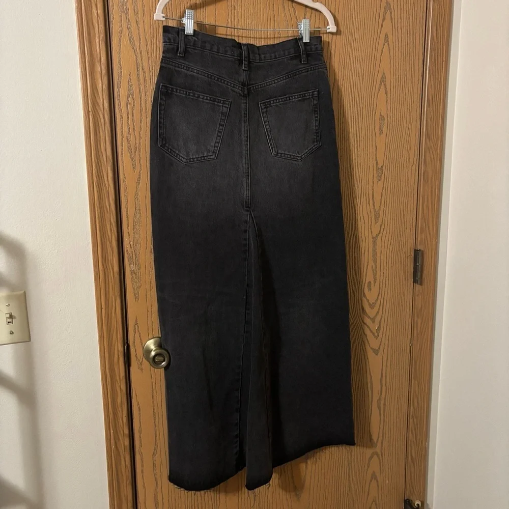 Reformation Tazz Maxi Denim Skirt Washed Black size 27